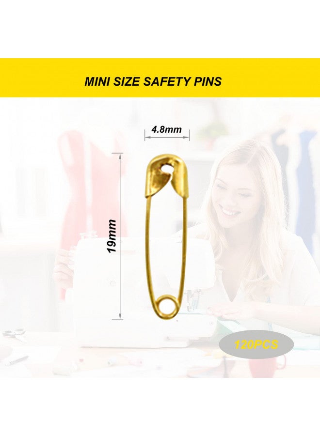 keepsweat Gold Safety Pins,Small Safety Pins for Clothes,19mm Metal Mini Saftey Pin for Tag Art Crafting Sewing Jewelry Making (120Pcs/Box) - Image 2