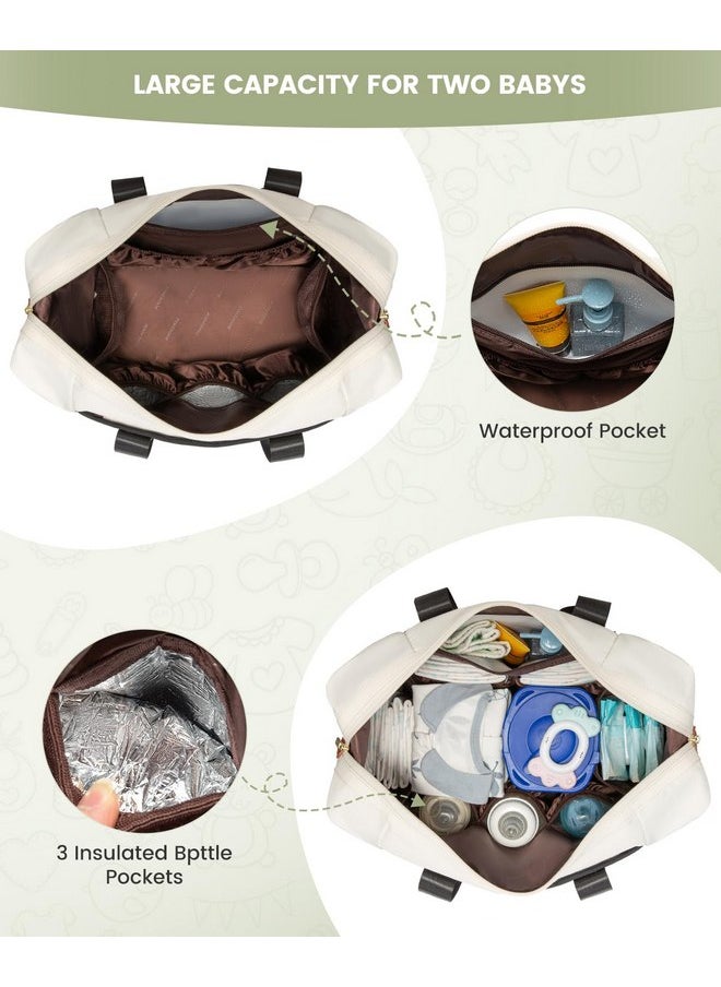 Lovevook LOVEVOOK Diaper Bag Tote, Large Baby Tote Bag, Travel Diaper Tote for Mom and Dad with Changing Pad and First Aid Bag,Black/Beige/Brown  - Image 4
