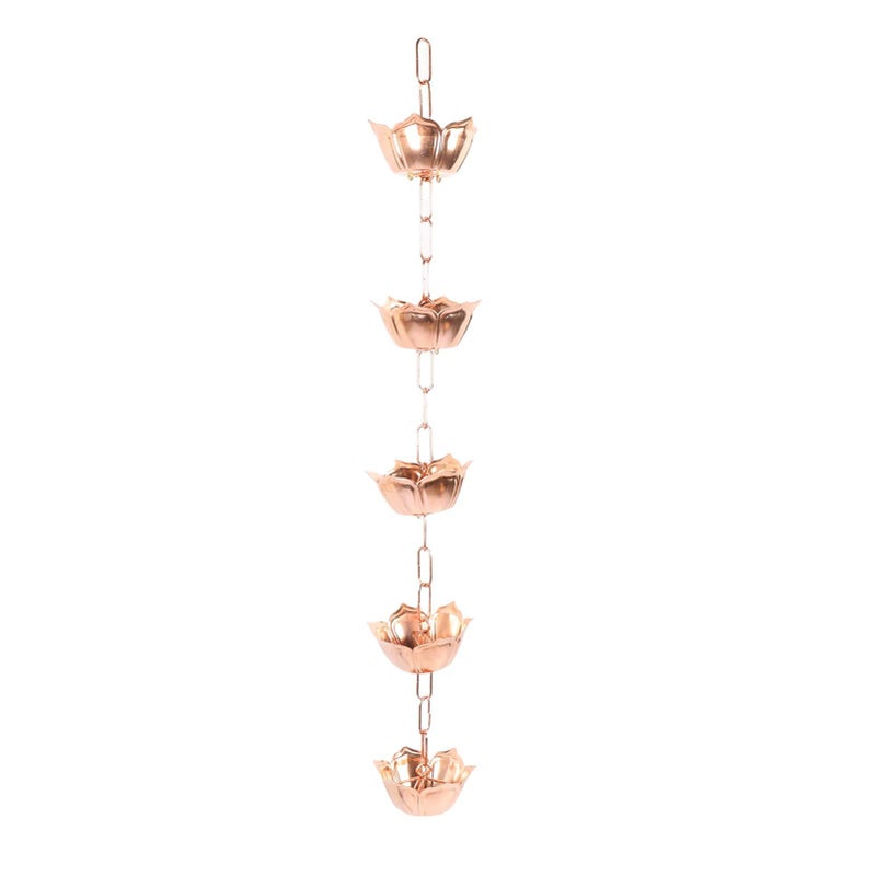 Flower Shaped Copper Rain Chain 1 Meter Weatherproof Garden Water Catcher Durable Expandable Design - Image 1