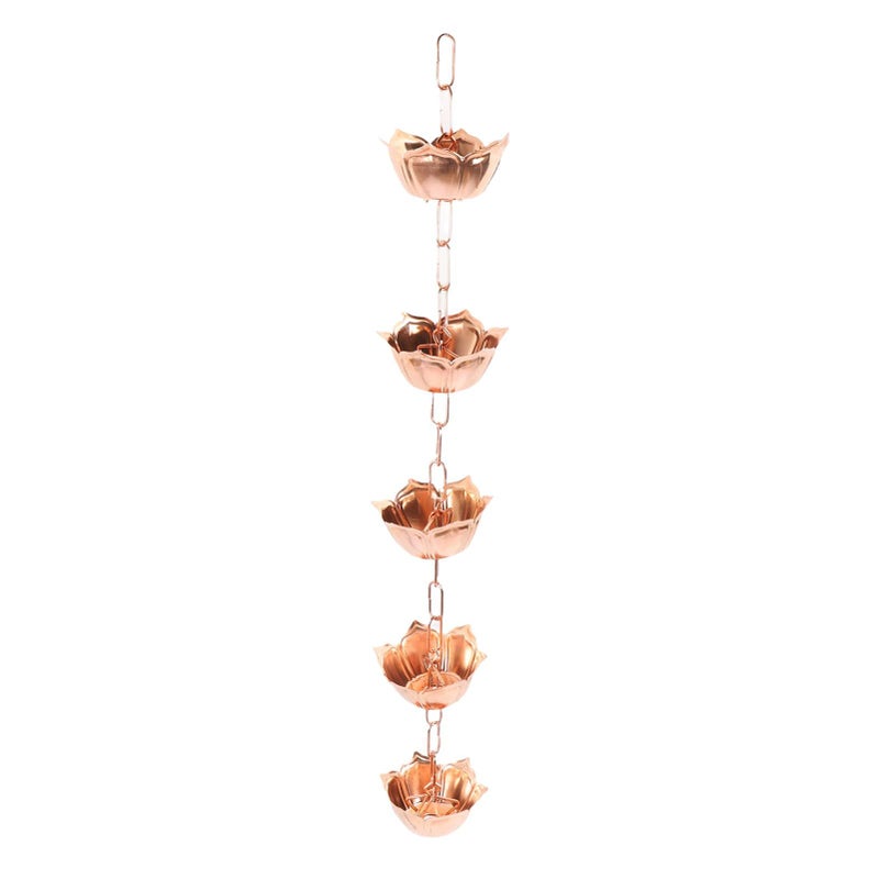 Flower Shaped Copper Rain Chain 1 Meter Weatherproof Garden Water Catcher Durable Expandable Design - Image 3