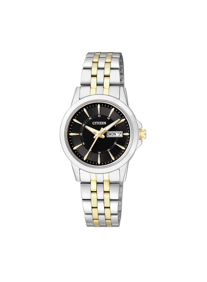 CITIZEN Women's Stainless Steel Strap with Two-Tone Gold Plating Analog Watch EQ0608-55E - 27.5 mm