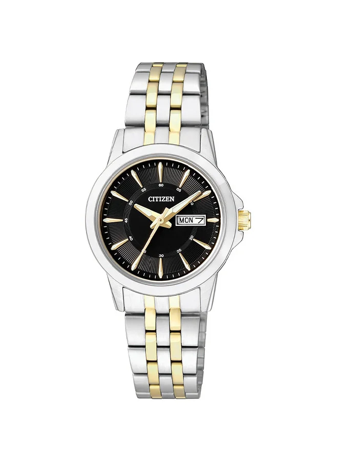 CITIZEN Women's Stainless Steel Strap with Two-Tone Gold Plating Analog Watch EQ0608-55E - 27.5 mm