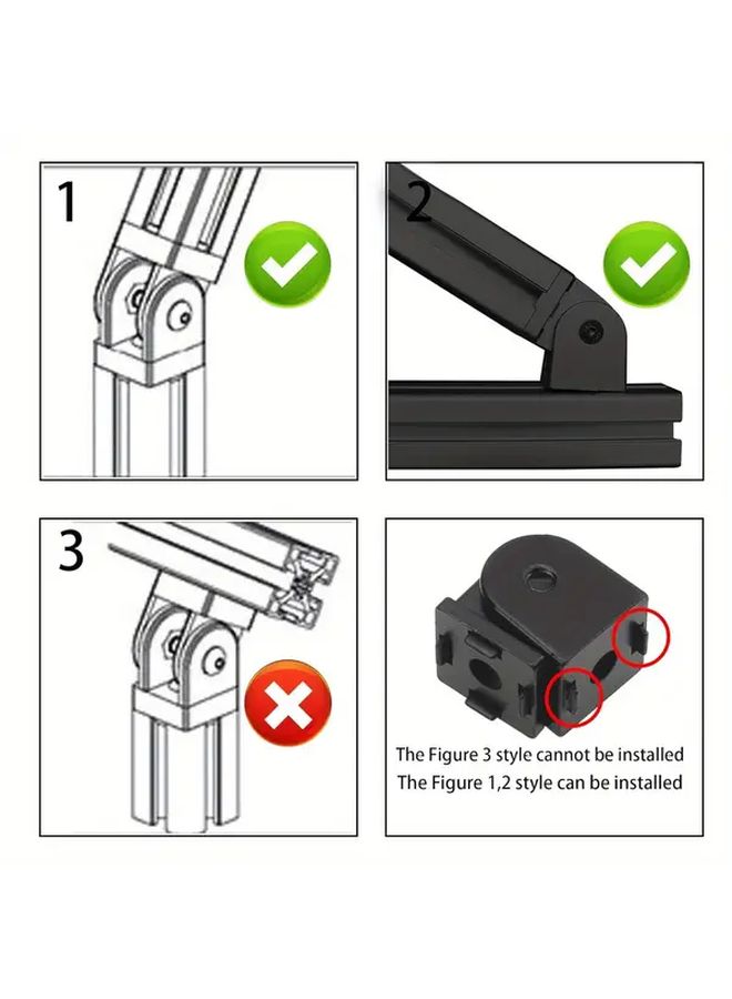 2020 Series Aluminum Extrusion Profile Black Flexible Pivot Joint Connector for 3D Printer Accessories - Image 2