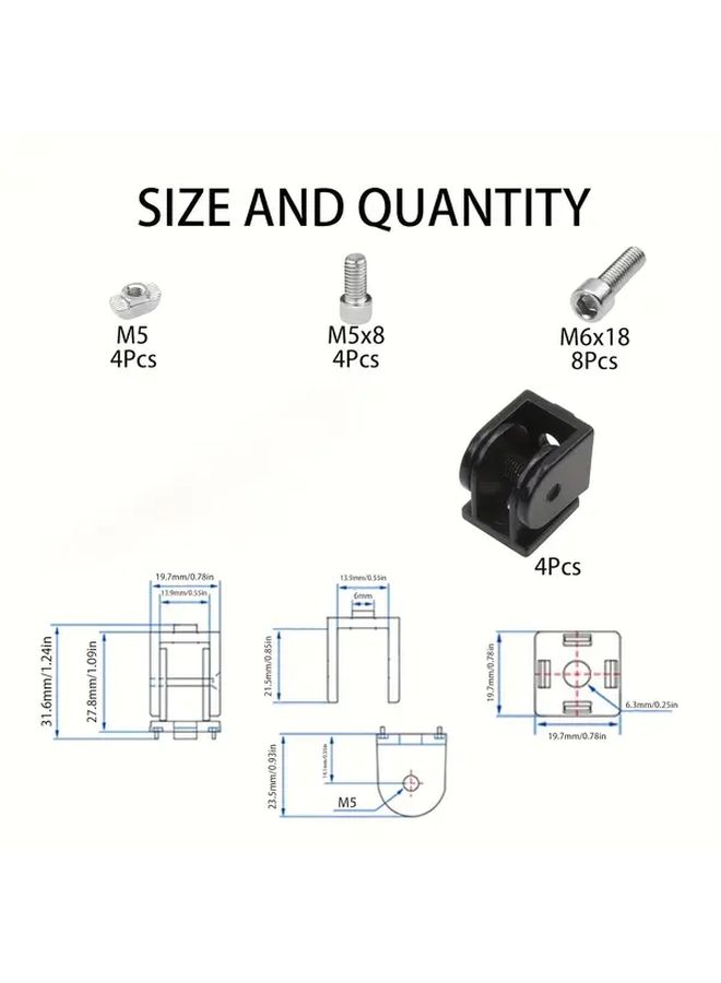 2020 Series Aluminum Extrusion Profile Black Flexible Pivot Joint Connector for 3D Printer Accessories - Image 3