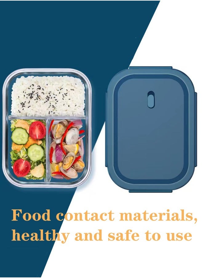 XiuWoo - 3 Piece Microwave Heating High Borosilicate Glass Lunch Boxes Glass Bowls 1000ml, 960ml, 700ml with Insulation Bag Borosilicate Glass
blue - Image 1