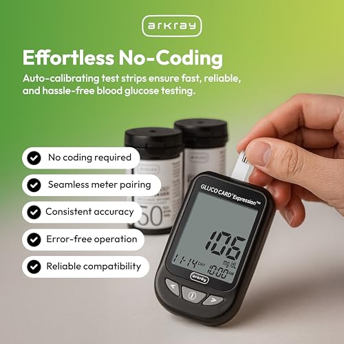 GLUCOCARD Expression ARKRAY GLUCOCARD Expression Blood Glucose Test Strips - No Coding, 0.8 Microliter & Fast 6-Second Results - Compatible with GLUCOCARD Expression Blood Glucose Meter - 50 Count - Image 4