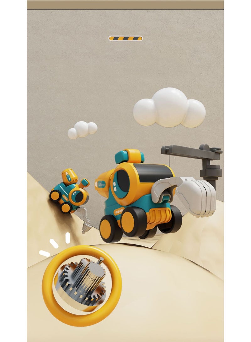 هالامودو 4 قطع من طراز Pcs مجموعة المركبات الهندسية -المزودة بالحفار، والجرافة، ولعبة الطرق، وسائقي الأقراص، والمفاصل المتحركة، وسيارات الألعاب الاحتكاكية، وسيارات ألعاب البناء المتينة، وهدية عيد ميلاد تعليمية للأطفال من الفتيان والفتيات (14.5*9*5.8 سم) - Image 5