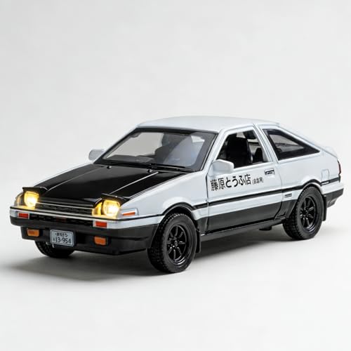 BDTCTK 132 AE86 Initial D Model Car Zinc Alloy Pull Back Toy car with Sound and Light for Kids Boy Girl GiftBlack - Image 1