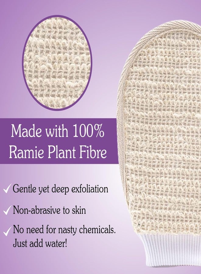 BAKE Exfoliating Bath Glove for Dead Skin, Tan Removal, Strawberry Skin, Body Acne & Ingrown Hair | 100% Ramie Plant Fibre, Body Exfoliator for Dry Patches | For Men & Women | 2 Gloves (40g) (Pack of 2) - Image 3