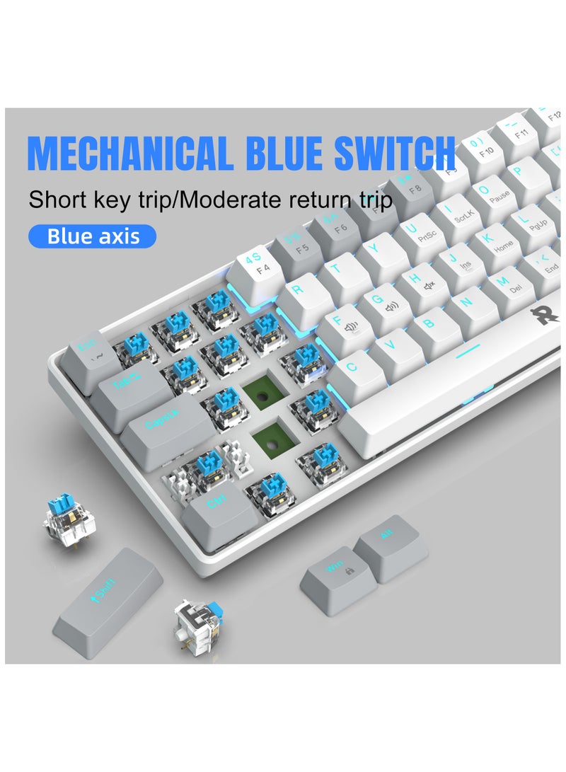 روك بو لوحة مفاتيح ميكانيكية سلكية للألعاب بنسبة 60٪ ، لوحة مفاتيح صغيرة مدمجة للغاية بإضاءة خلفية RGB ، لوحة مفاتيح صغيرة مقاومة للماء تحتوي على 61 مفتاحًا لأجهزة الكمبيوتر / Mac ، الطابعة ، السفر ، سهلة ال - Image 2