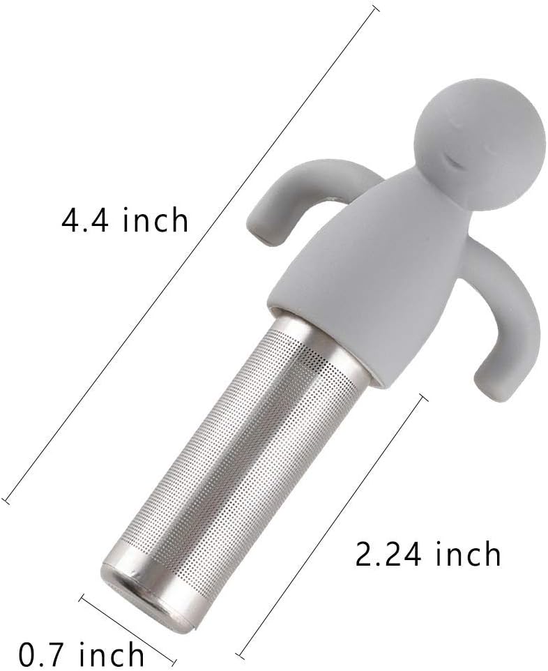 Leden Tea Infuser for Loose Leaf Tea Cute Tea Strainer Ball Stainless Steel Extra Fine Mesh Tea Steeper Filter for Cup Mug Silicone Handle Grey - Image 3