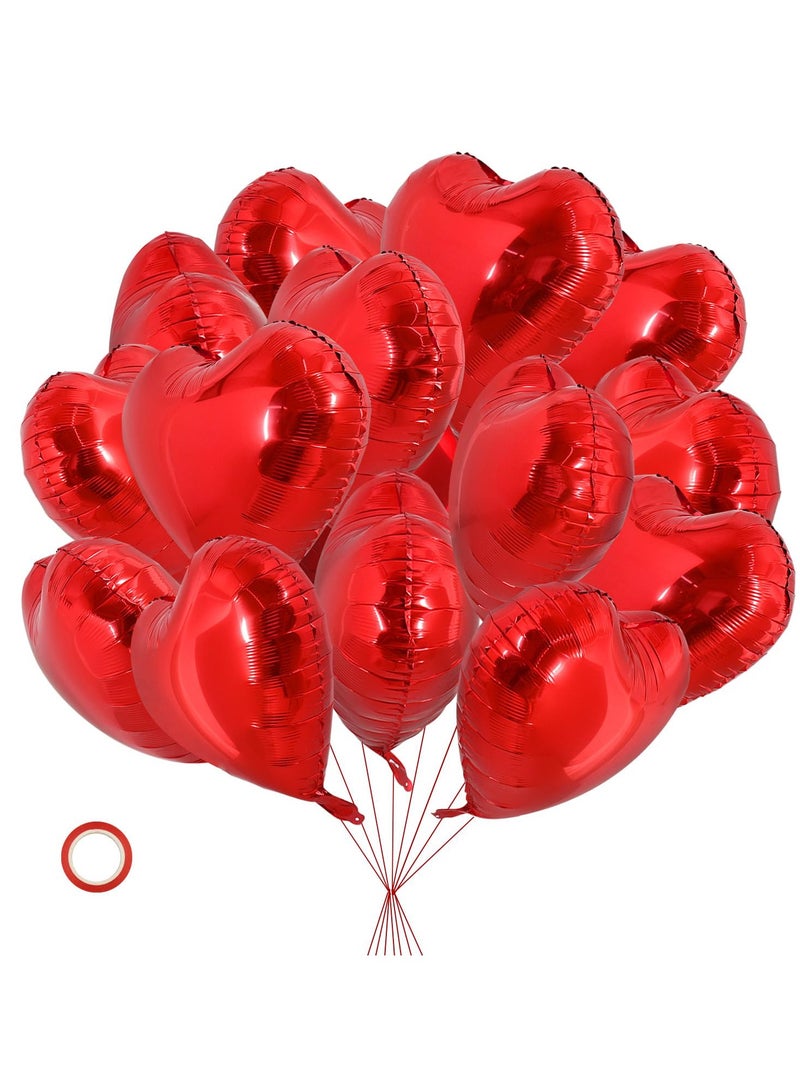 30Pcs 18 Inch Red Heart Balloons Heart Foil Mylar Balloon Decoration For Romantic Wedding Bridal Shower Anniversary Engagement Birthday Party - Image 1