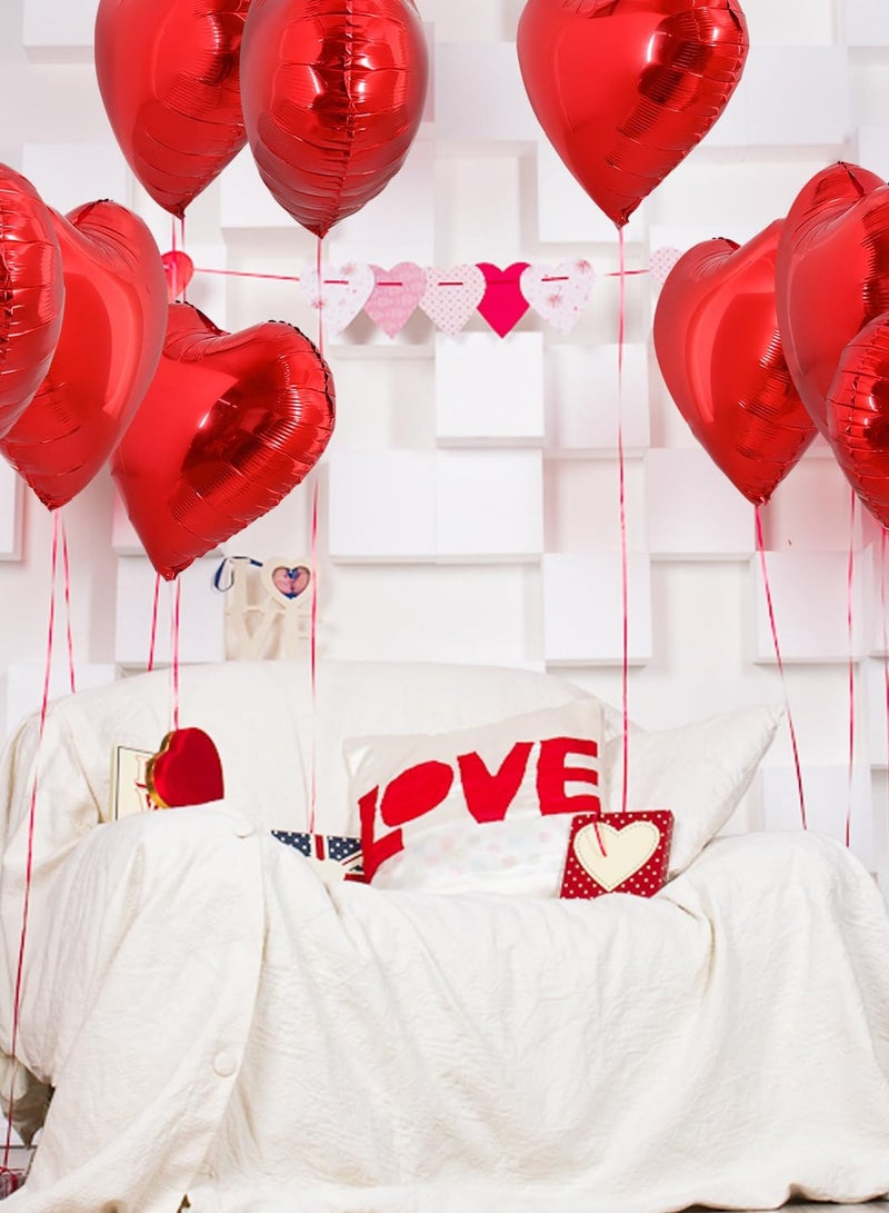 30Pcs 18 Inch Red Heart Balloons Heart Foil Mylar Balloon Decoration For Romantic Wedding Bridal Shower Anniversary Engagement Birthday Party - Image 3
