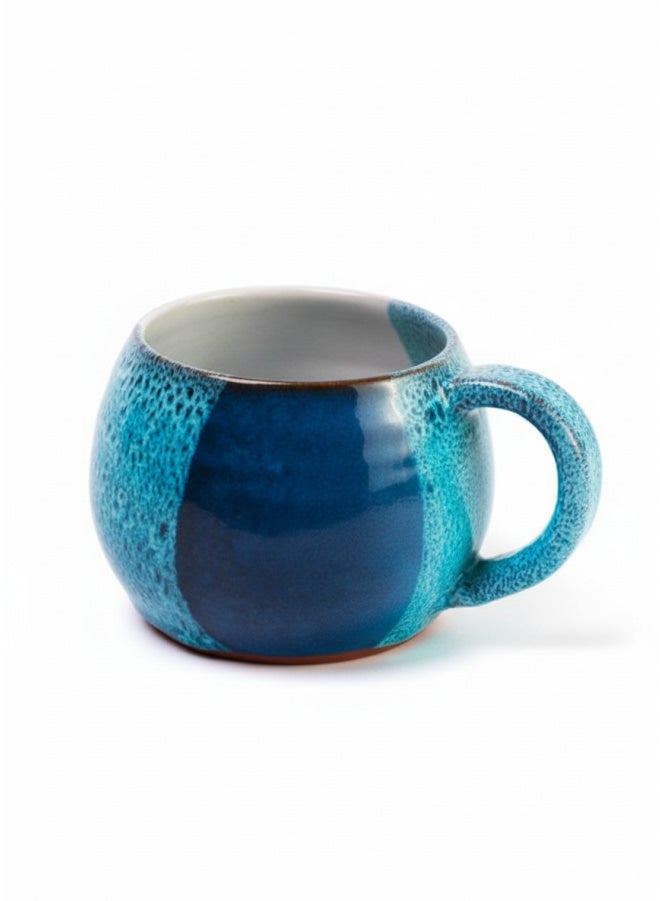 كذا هوم كاسا هوم مج فخار ستونوير أزرق محيطي طلاء تفاعلي يدوي قهوة حرفية مصرية - Image 1