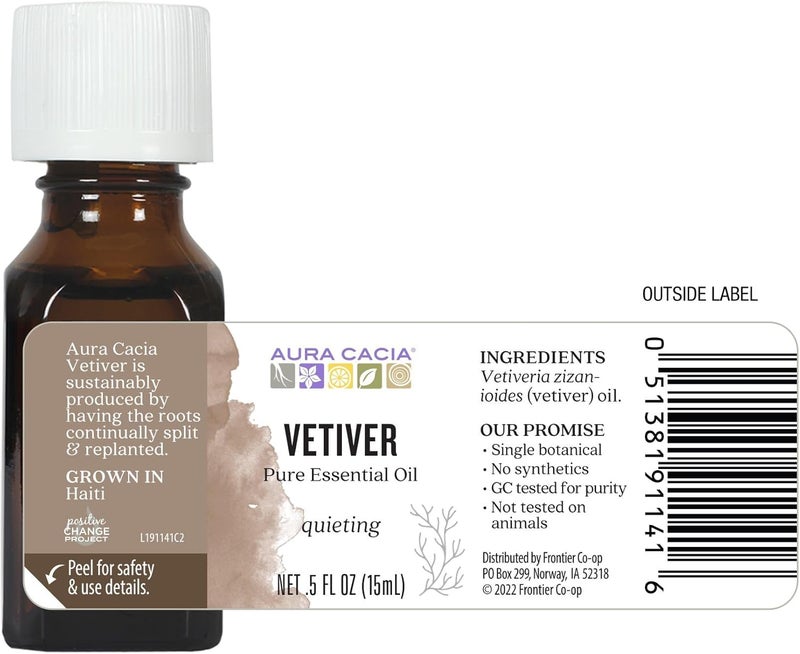 Aura Cacia Vetiver Essential Oil 15ml - Image 4