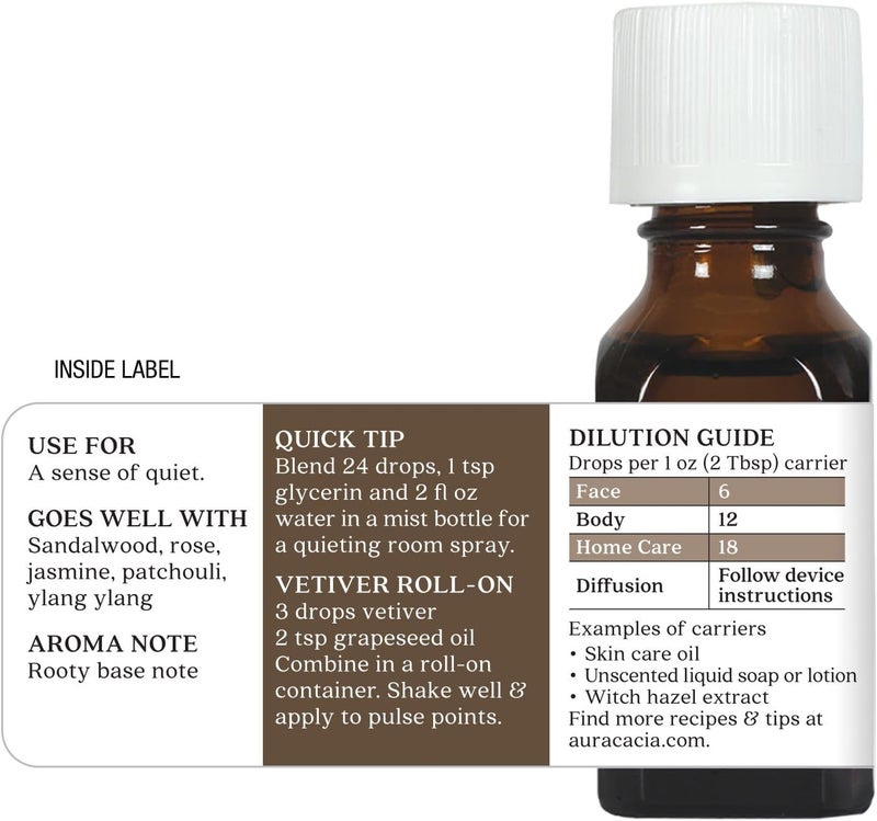 Aura Cacia Vetiver Essential Oil 15ml - Image 3