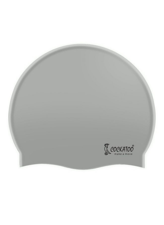 Cockatoo - Sc01 Rubber Swimming Cap For Adults, Swimming Cap For Men & Women, Grey - Image 1