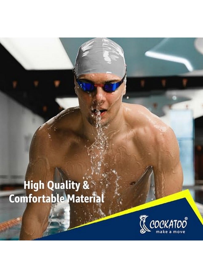 Cockatoo - Sc01 Rubber Swimming Cap For Adults, Swimming Cap For Men & Women, Grey - Image 1