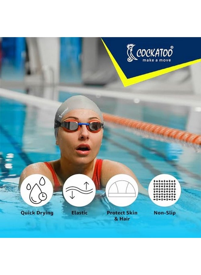 Cockatoo - Sc01 Rubber Swimming Cap For Adults, Swimming Cap For Men & Women, Grey - Image 1