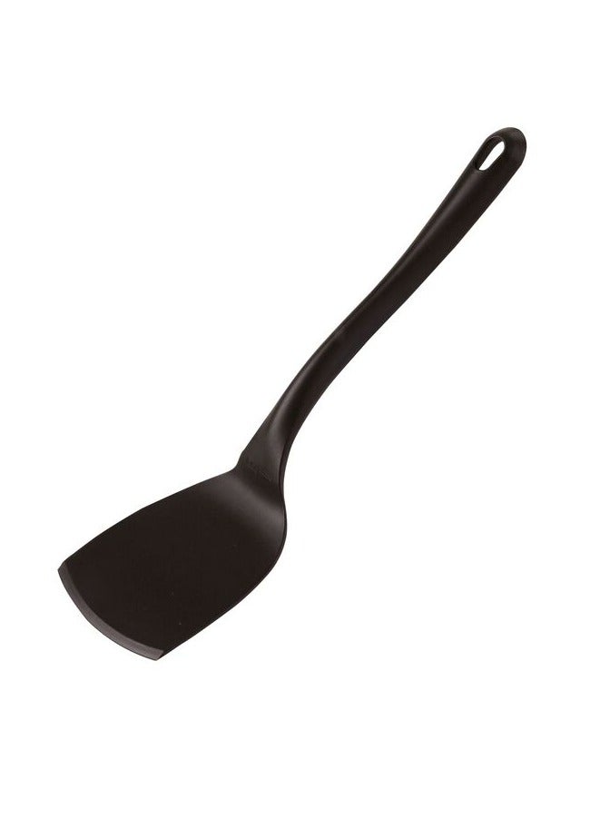Paderno Black Spatula with hanging loop 9x10cm Diameter, 35cm Length, PA+ Heat resistant up to 220°C, lightweight, safe for non-stick cookware, dishwasher safe. Italy 