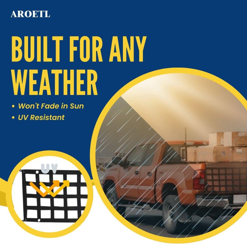 AROETL Heavy Duty Tailgate Net - 60'' x 18'' for Pickup Truck Bed, Easy-to-Use Fit for Trucks from Chevy, Ford, GMC, Dodge Ram - Image 3