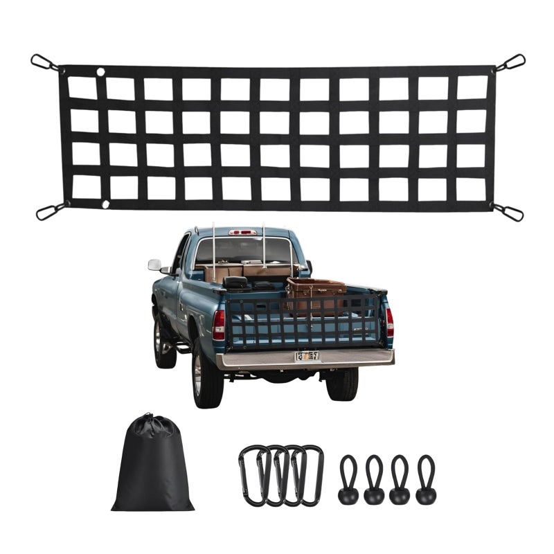 AROETL Heavy Duty Tailgate Net - 60'' x 18'' for Pickup Truck Bed, Easy-to-Use Fit for Trucks from Chevy, Ford, GMC, Dodge Ram - Image 1