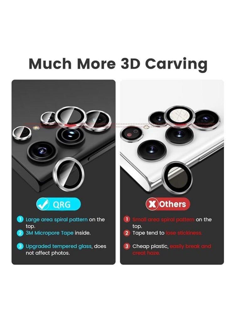(3+2PCS) for Samsung Galaxy S24 Ultra 5G Camera Lens Protector, 9H Tempered Glass Camera Cover Screen Protector Metal Individual Ring [Installation Tray][Removal tool][Case Friendly] (Black) - Image 3
