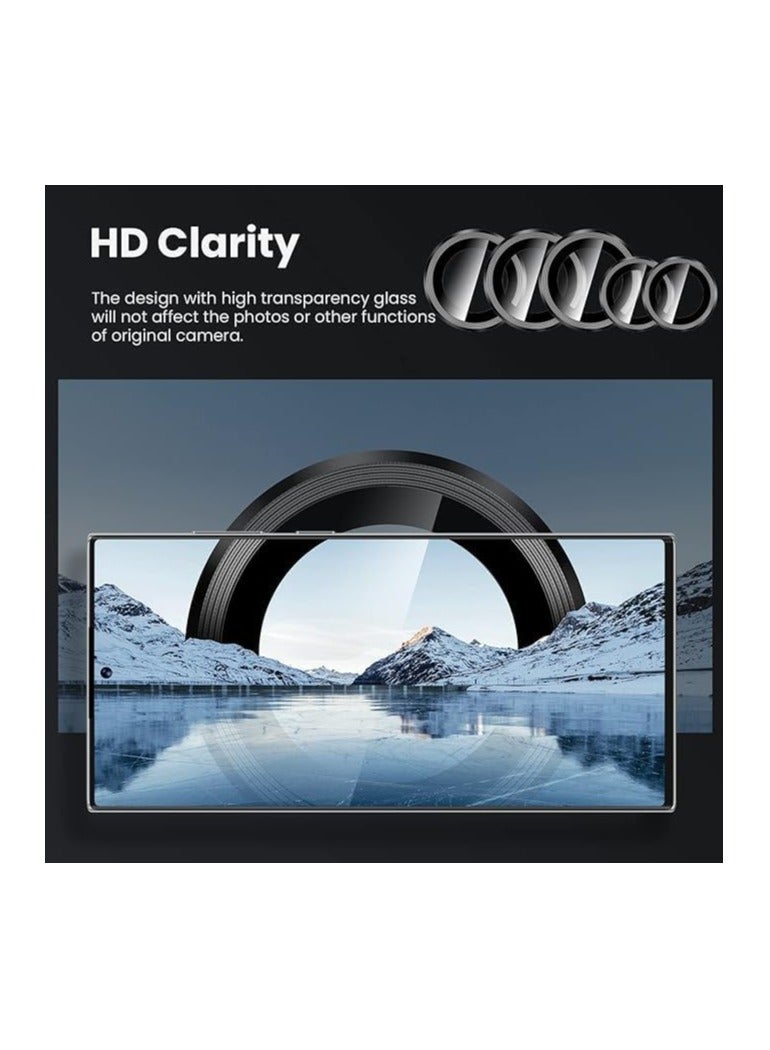 (3+2PCS) for Samsung Galaxy S24 Ultra 5G Camera Lens Protector, 9H Tempered Glass Camera Cover Screen Protector Metal Individual Ring [Installation Tray][Removal tool][Case Friendly] (Black) - Image 5