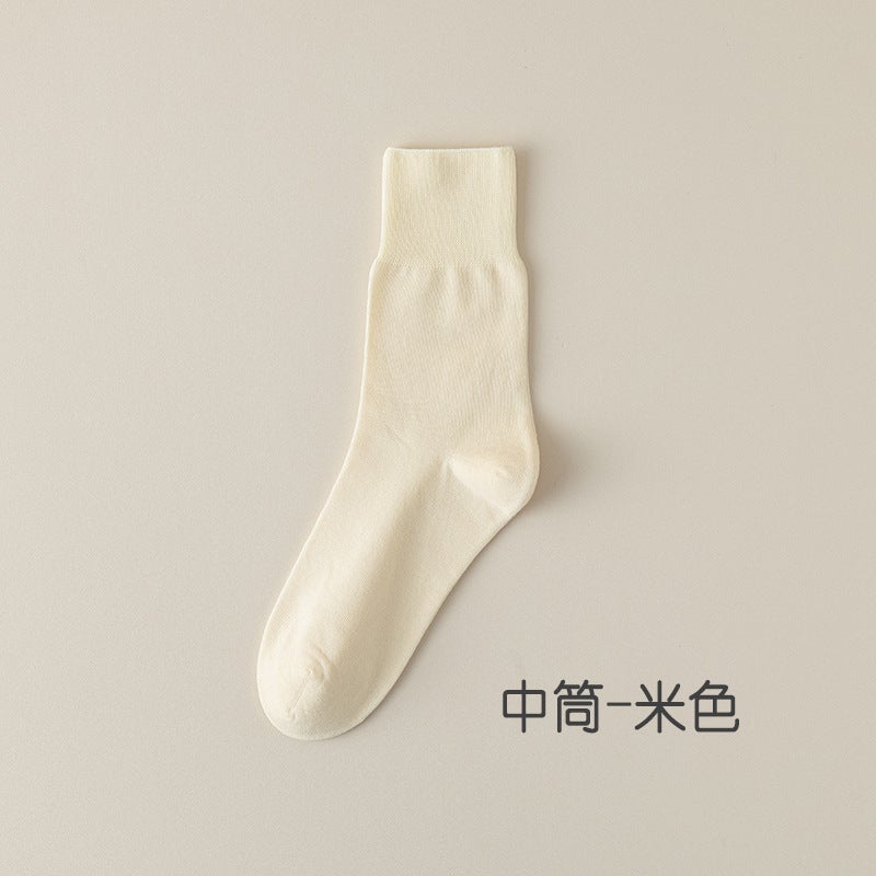 Autumn Cotton Mid-Calf Womens Socks Medium-beige
