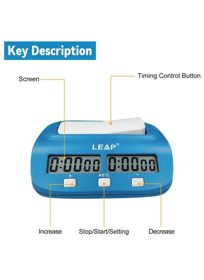 Digital Chess Clock Timer With Bonus And Delayed Time Features Chess Timer For Chess Game Igo And Chinese Chess (Blue)