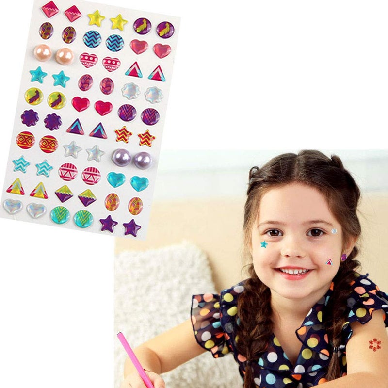 AUGSUN 240 Piece Sticker Earrings 3D Gems Girls Earrings Self-Adhesive Glitter Craft Crystal Stickers - Image 2