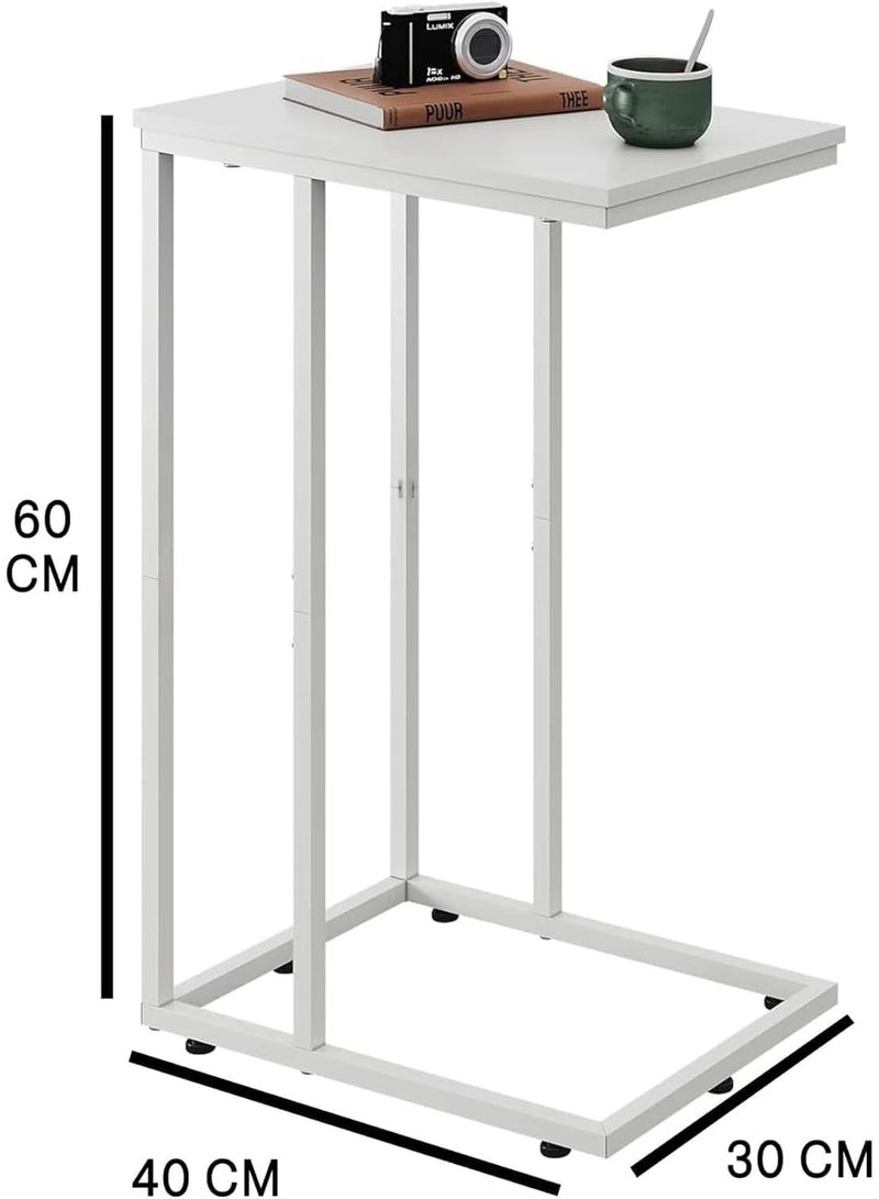 Toshionics Side Coffee Table with Wooden Top and Black Steel Frame, Modern End Table for Living Room, Bedroom & Sofa Side Tea Table, Space-Saving c-Shaped Table - Image 2
