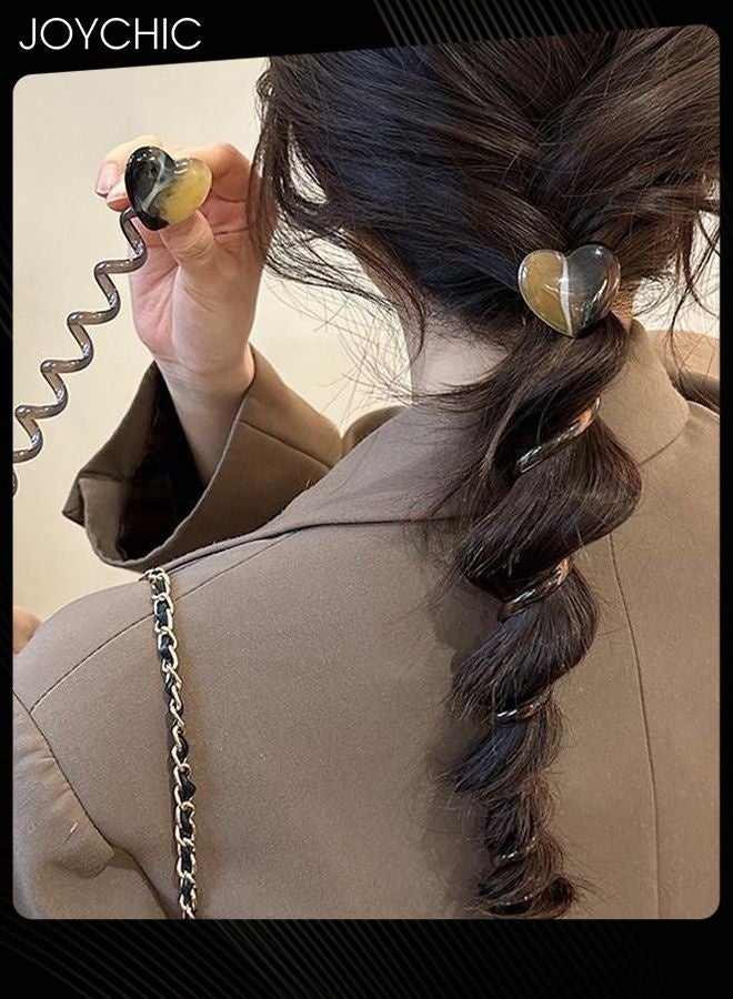 Joychic 4 Piece Women Girl Simple and Versatile Spiral Hair Ties Straight Ponytail Braids Fixed Hair Rope, Heart-Shaped No Crease Waterproof Hair Scrunchies - Image 2