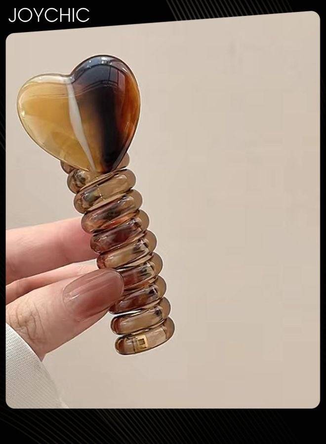 Joychic 4 Piece Women Girl Simple and Versatile Spiral Hair Ties Straight Ponytail Braids Fixed Hair Rope, Heart-Shaped No Crease Waterproof Hair Scrunchies - Image 4