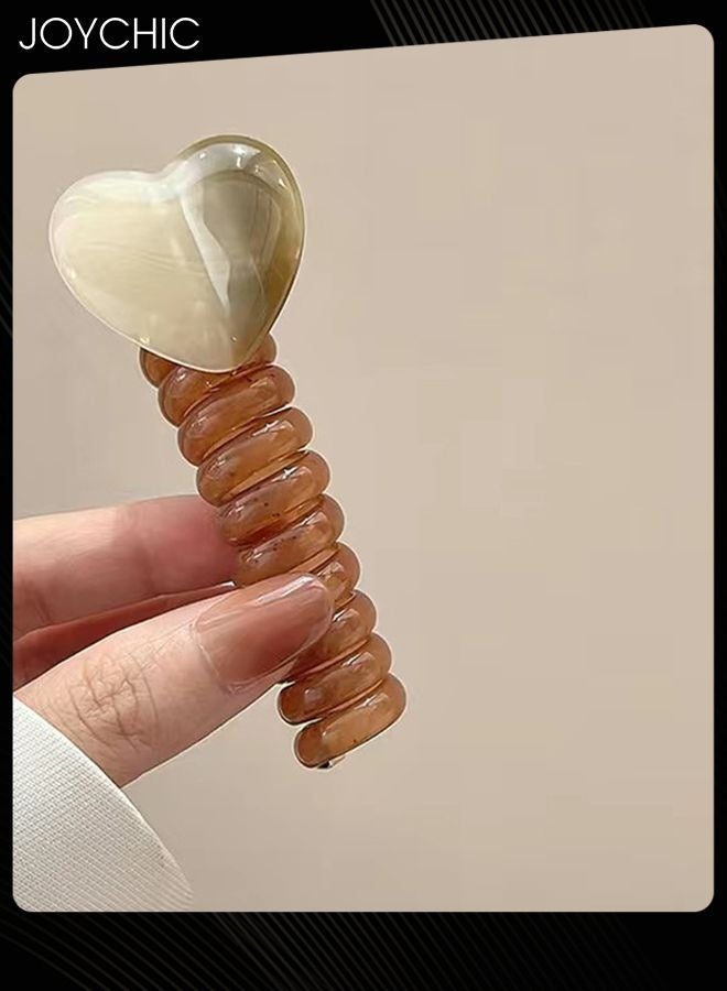 Joychic 4 Piece Women Girl Simple and Versatile Spiral Hair Ties Straight Ponytail Braids Fixed Hair Rope, Heart-Shaped No Crease Waterproof Hair Scrunchies - Image 5