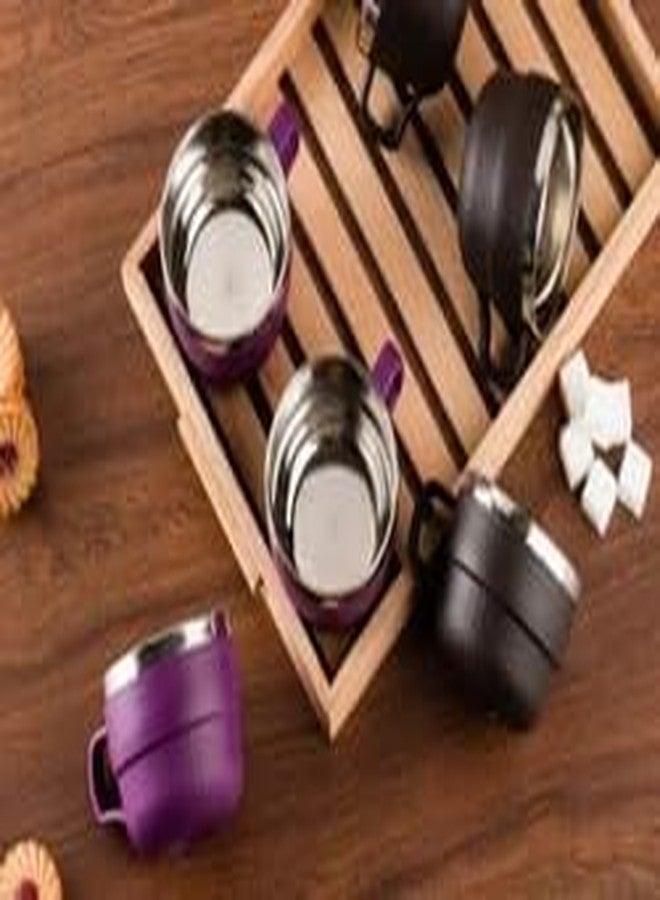 HAPPI Tea Cups Set Coffee Mug Insulated Stainless Steel Inner Stylist Double Wall Cup for Home Office Restaurant Use Tea Mugs Set of 6 (Purple) - Image 3