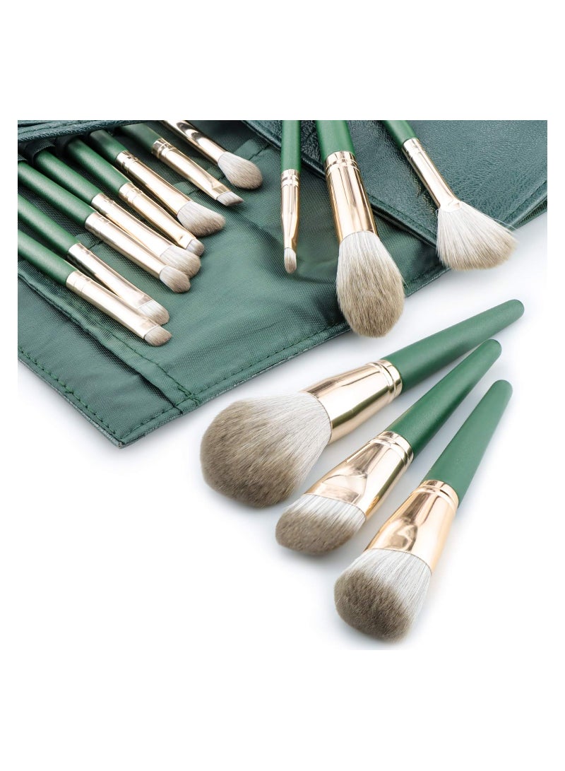 KASTWAVE 14Pcs Professional Makeup Brushes Set Cosmetic Foundation Powder Blush Eye Shadow Lip Blend Wooden Handle Make Up Brush Tool Kit with PU Leather Case - Image 2