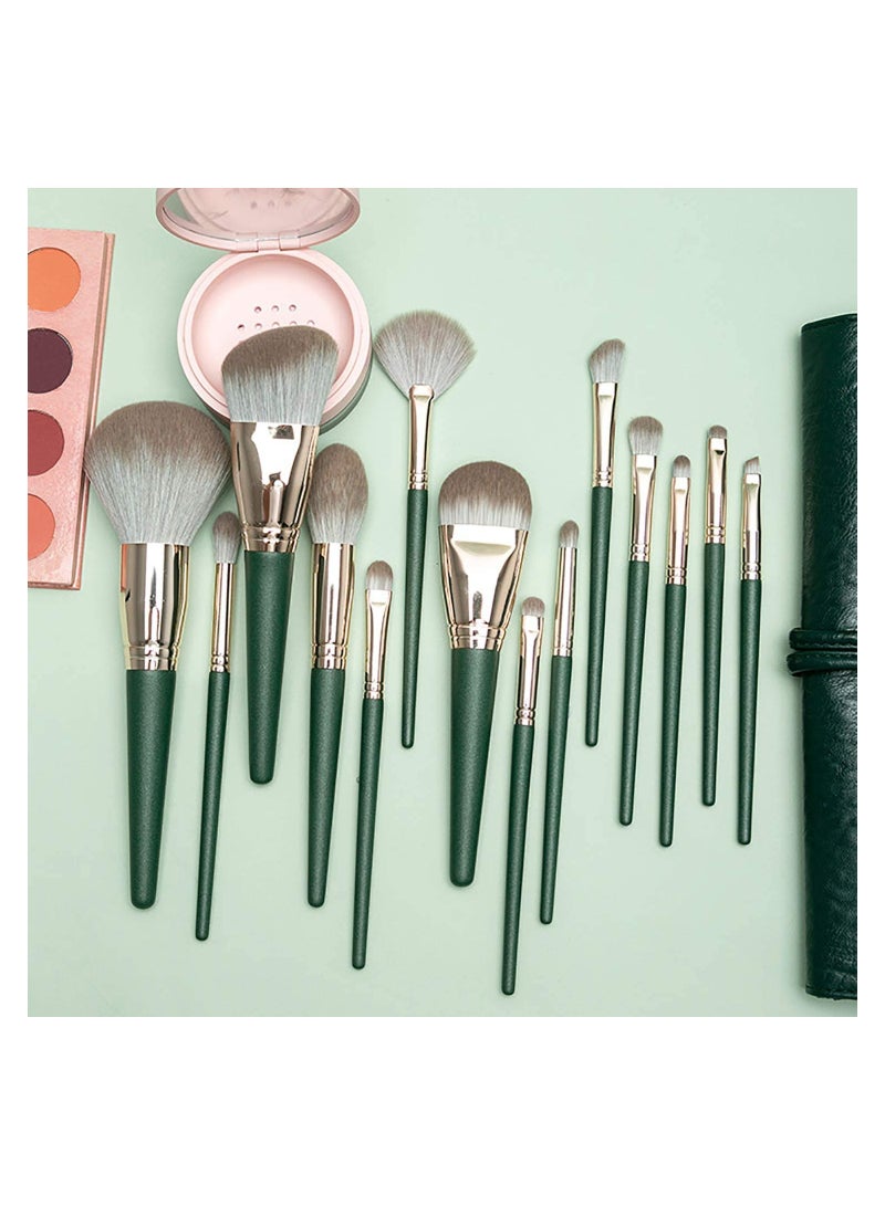 KASTWAVE 14Pcs Professional Makeup Brushes Set Cosmetic Foundation Powder Blush Eye Shadow Lip Blend Wooden Handle Make Up Brush Tool Kit with PU Leather Case - Image 3