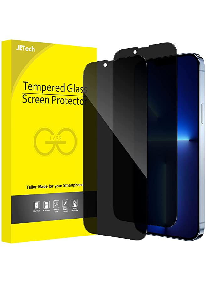 Jetech حماية شاشة كاملة الخصوصية لجهاز آيفون 13 برو ماكس 6.7 إنش، فيلم زجاجي مقسّى مضاد للتجسس، حماية من الحافة إلى الحافة صديقة للحالة، عبوة 2 - Image 1