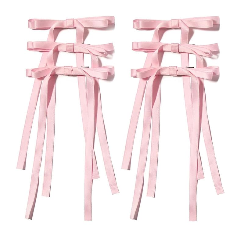 Shidara 6 PCS Pink Hair BowHair Bows for Women Pink Bow with Tassel Bowknot Pink Hair Ribbons for Women Pink Bow Hair Clips Pink Bow for Hair Pink Hair AccessoriesPINK - Image 1
