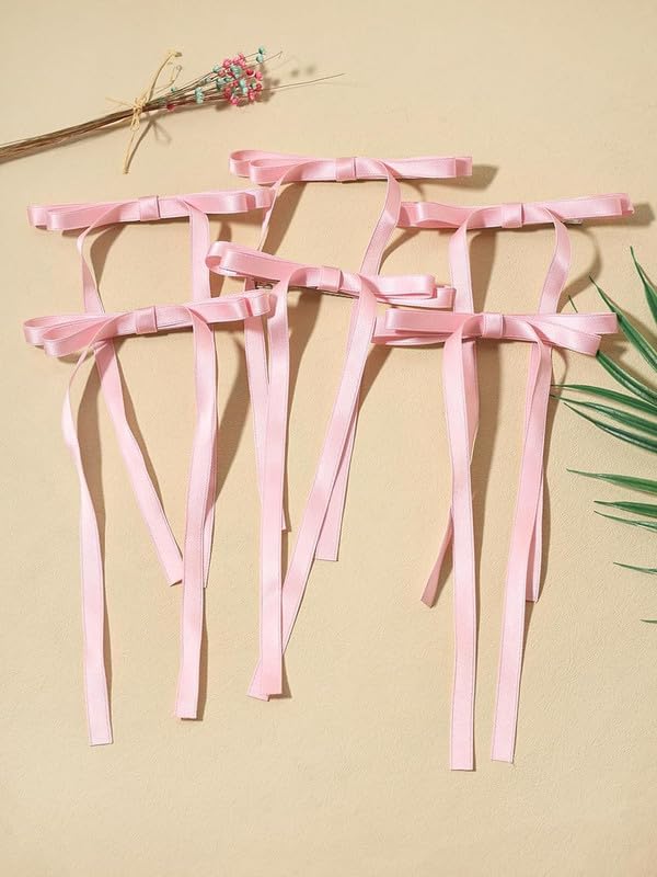 Shidara 6 PCS Pink Hair BowHair Bows for Women Pink Bow with Tassel Bowknot Pink Hair Ribbons for Women Pink Bow Hair Clips Pink Bow for Hair Pink Hair AccessoriesPINK - Image 4