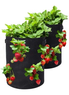 yongsheng Strawberry Grow Bag,Strawberry Plant Bag with 8 Side Planting Pockets, Breathable Felt Material Plant Container with Handles for Balcony (Black)  - Image 1