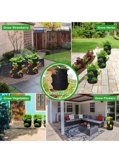 yongsheng Strawberry Grow Bag,Strawberry Plant Bag with 8 Side Planting Pockets, Breathable Felt Material Plant Container with Handles for Balcony (Black)  - Image 2