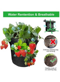 yongsheng Strawberry Grow Bag,Strawberry Plant Bag with 8 Side Planting Pockets, Breathable Felt Material Plant Container with Handles for Balcony (Black)  - Image 4
