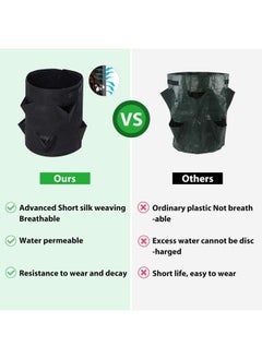 yongsheng Strawberry Grow Bag,Strawberry Plant Bag with 8 Side Planting Pockets, Breathable Felt Material Plant Container with Handles for Balcony (Black)  - Image 3