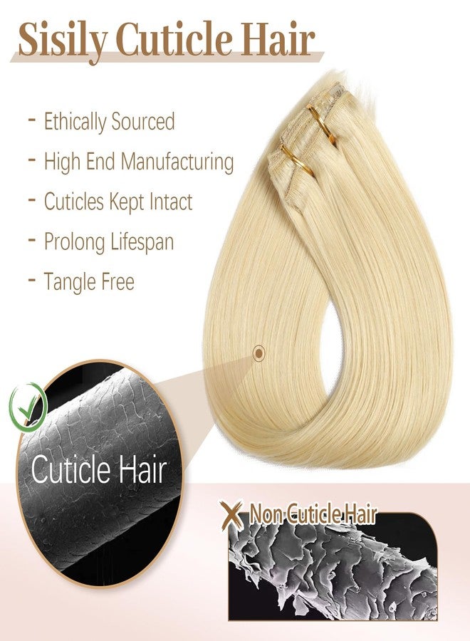 Sisily Straight Clip-In Human Hair Extensions, Bleach Blonde, 18 Inch, 120g, 7 Pieces with 16 Clips, Brazilian Remy Double Weft - Image 5