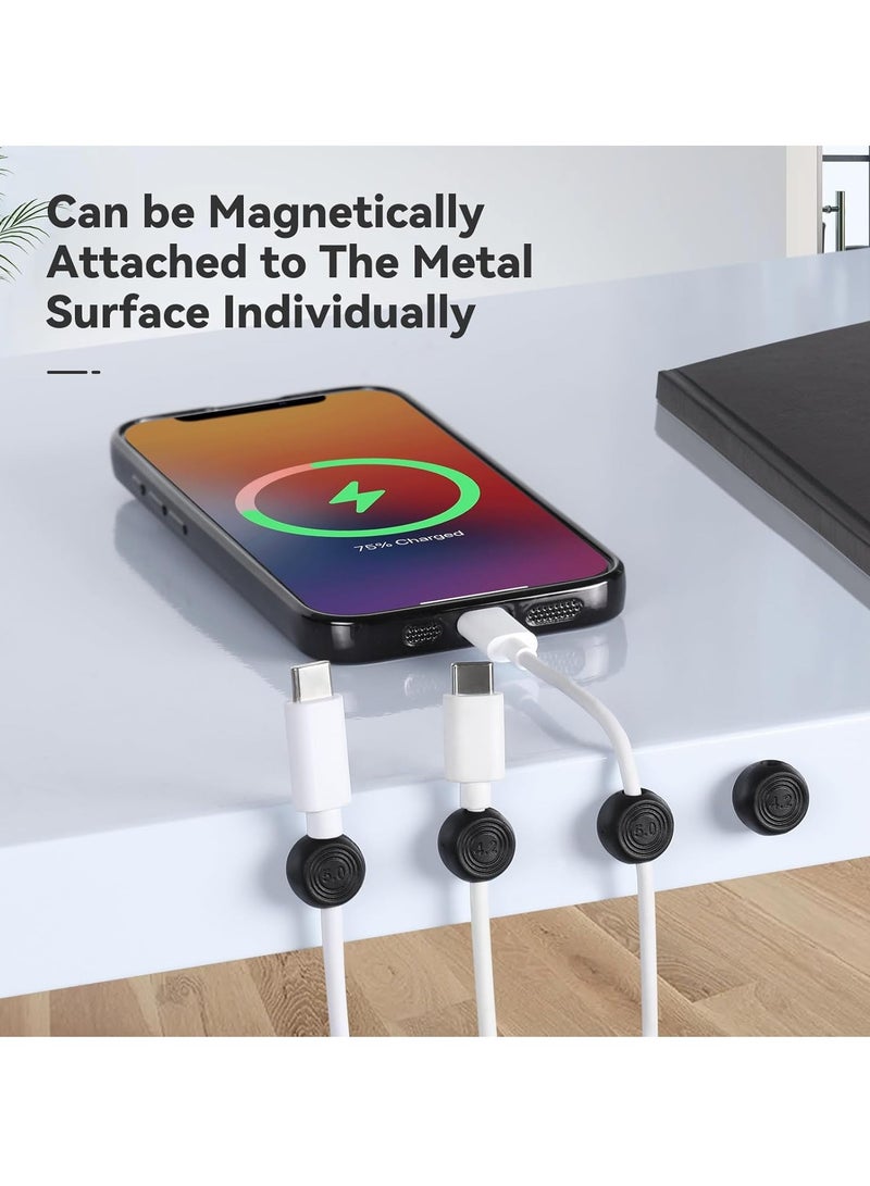 KASTWAVE Magnetic Cable Holders, Magnetic Cord Organizer, 4 Clips Cable Management, Wire Organizer, Under Desk Self-Adhesive Cord Holder, Wire Holder Keeper Organizer, Hide Phone Charging Cable Keeper, Black - Image 2