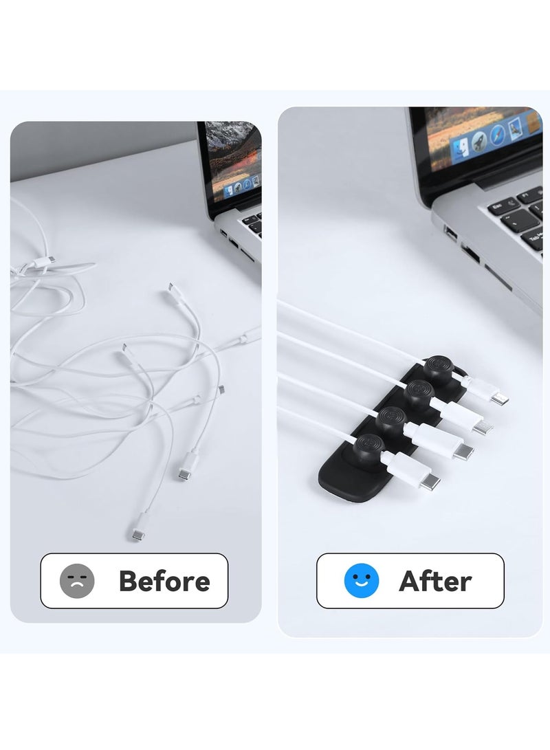 KASTWAVE Magnetic Cable Holders, Magnetic Cord Organizer, 4 Clips Cable Management, Wire Organizer, Under Desk Self-Adhesive Cord Holder, Wire Holder Keeper Organizer, Hide Phone Charging Cable Keeper, Black - Image 5