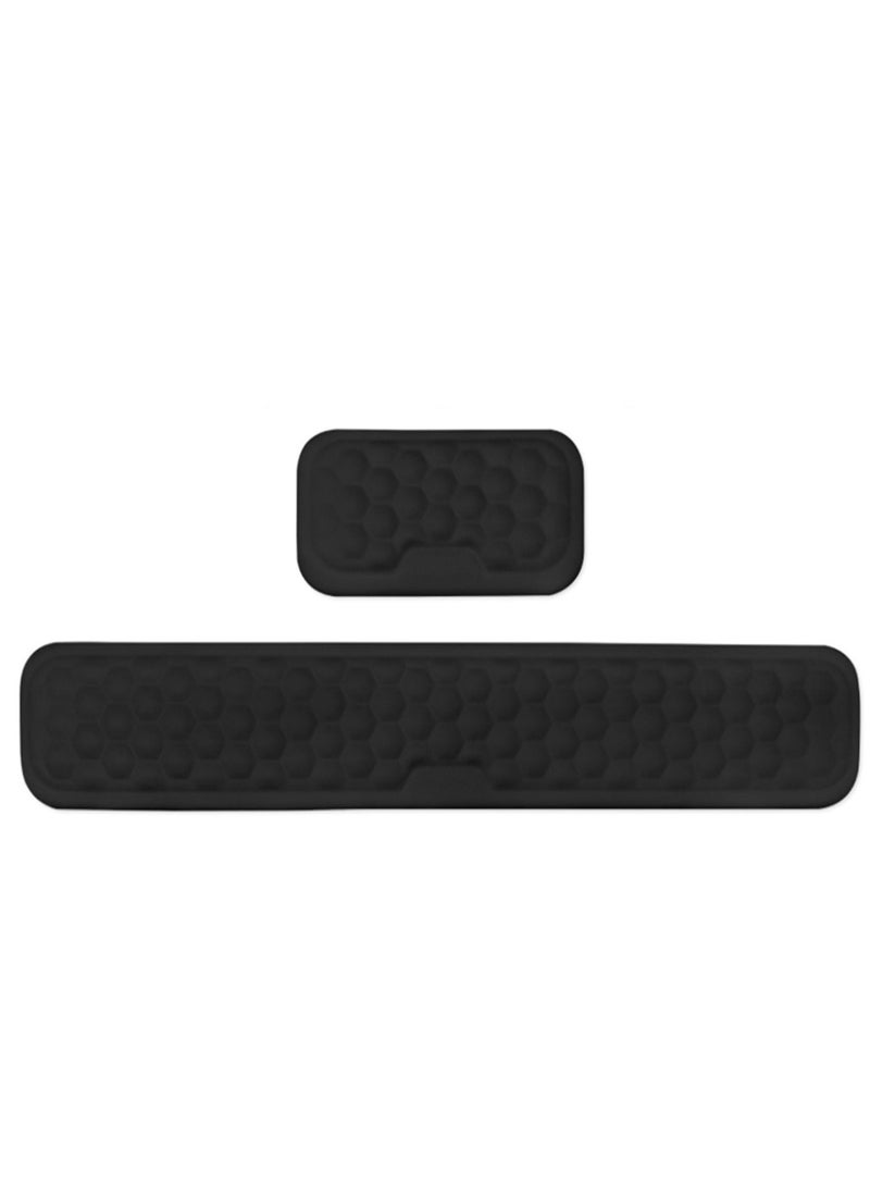 Generic 2-Piece Ergonomic Wrist Rest Suitable For Keyboard And Mouse, Soft Memory Foam Keyboard Wrist Rest Set With Anti-Skid Silicone Base, Convenient For Typing, Pain Relief, Suitable For Office, Work And Games ，Black - Image 3