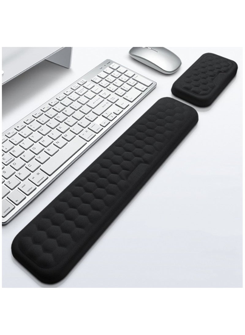 Generic 2-Piece Ergonomic Wrist Rest Suitable For Keyboard And Mouse, Soft Memory Foam Keyboard Wrist Rest Set With Anti-Skid Silicone Base, Convenient For Typing, Pain Relief, Suitable For Office, Work And Games ，Black - Image 4